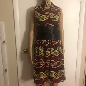 African Dress - made with Real African Cotton Nigerian Fabric, with Satin Band